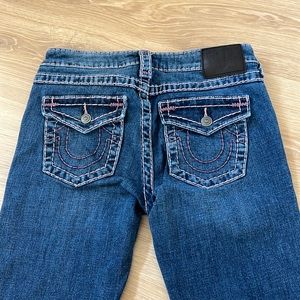 rare pink stitching true religion flare bootcut baggy jeans